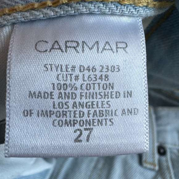 Carmar Denim  distressed Women’s light blue jeans cotton Size 27 - Picture 3 of 9